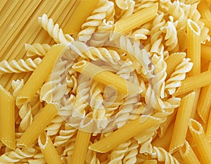 Variety of types of dry Italian  cuisine   pasta organic traditional