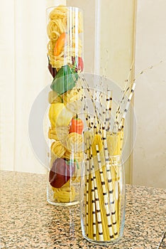 A variety of types and shapes of dry pasta