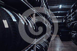 Variety of tyres at busy warehouse