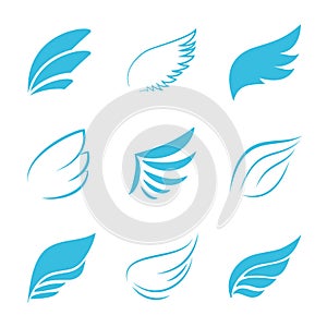 Variety Vector Blue Wings on White Background