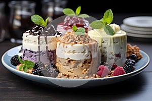 A variety of vegan desserts made with ingredients such as coconut milk and nut butters