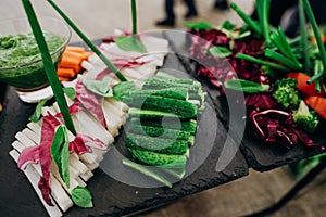 variety vegetables sliced buffet healthy fast food