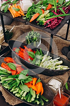 variety vegetables sliced buffet healthy fast food