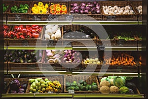 A variety of vegetables in supermarket