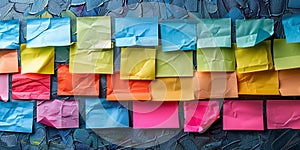 Colorful Post It Notes on a Wall. Generative AI