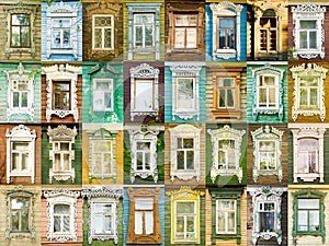 Variety windows from Russian town Rostov photo