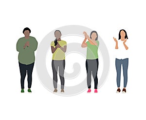 Variety of women clapping isolated photo