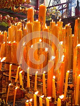 Variety of yellow candles