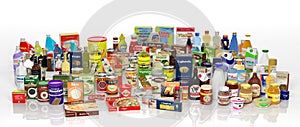 Various 3D grocery products