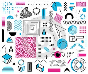 Various abstract vector memphis design element set