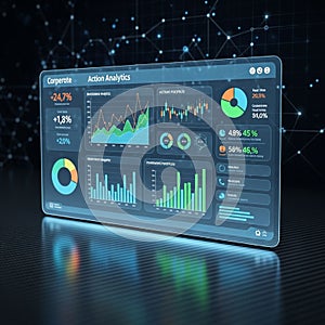 Various analytical data visualizations including line graphs