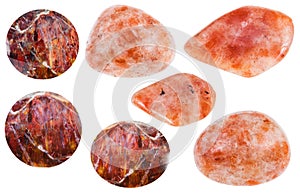 Various Andesine sunstone, heliolite gemstones