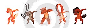 Various Animals Standing in Dub Dancing Pose Vector Set