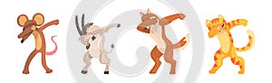 Various Animals Standing in Dub Dancing Pose Vector Set