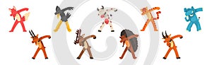 Various Animals Standing in Dub Dancing Pose Vector Set