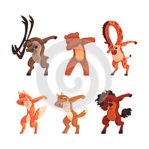 Various Animals Standing in Dub Dancing Pose Vector Set
