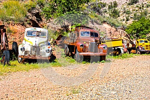 Various Antique Vehicles In Junkyard