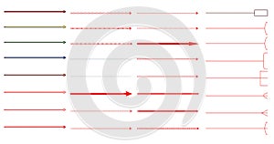 Patterned and Dotted Vector Arrow Lines Set