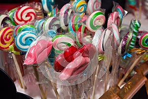 Various articles of candy on the counter