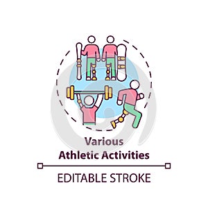 Various athletic activities concept icon