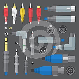 Various audio connectors and inputs set