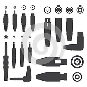 Various Audio Connectors Silhouettes