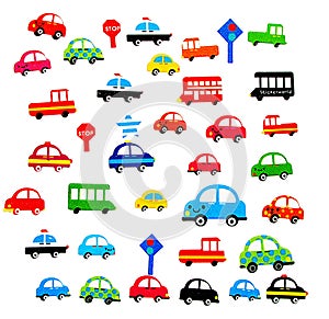 Various Automobiles, Trucks, Buses.