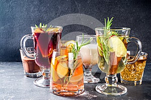 Various autumn winter alcohol cocktails