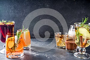 Various autumn winter alcohol cocktails