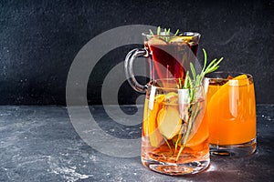 Various autumn winter alcohol cocktails