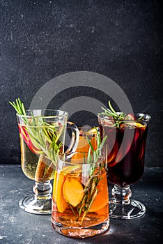 Various autumn winter alcohol cocktails