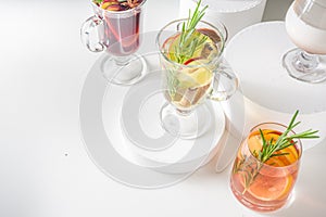 Various autumn winter alcohol cocktails