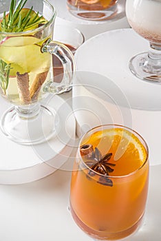 Various autumn winter alcohol cocktails
