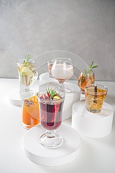 Various autumn winter alcohol cocktails