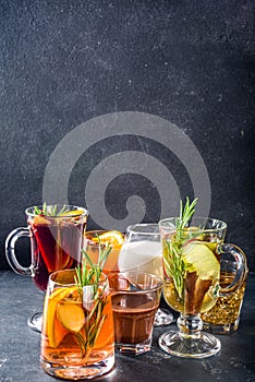 Various autumn winter alcohol cocktails