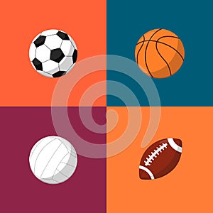 Various balls icons set. Sport equipment