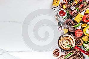 Various barbecue grill food
