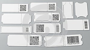 Various barcode and qr code labels isolated on white background