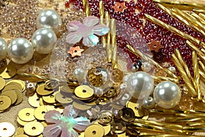 Various beads and sequins