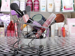 Various Beauty Products in shopping basket