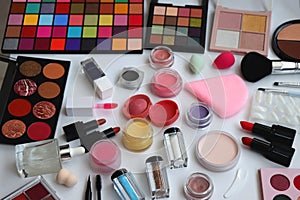 Various Beauty Products on White Background