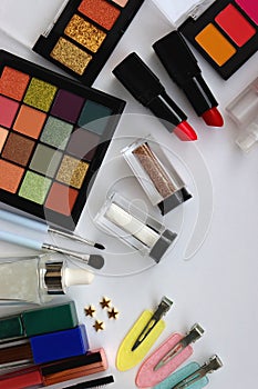 Various Beauty Products on White Background