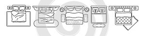 Various bed designs in top view for interior layouts photo
