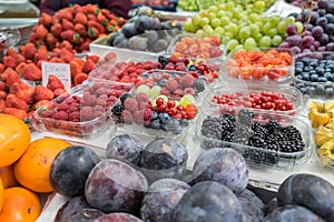 various berries for sale at Porto market (Mercado do Bolhao