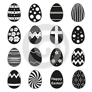 Various black Easter eggs design collection