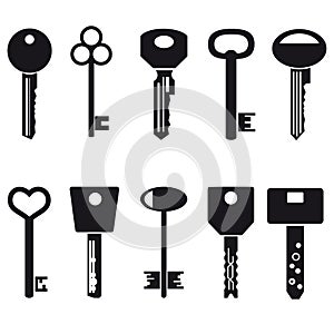 Various black keys symbols for open a lock eps10
