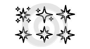 Various black star shapes vector set with sparkle and twinkle designs for decoration and graphic projects