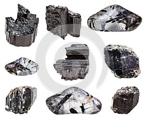 Various black Tourmaline Schorl gemstones