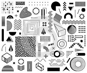 Various black vector memphis design elements set