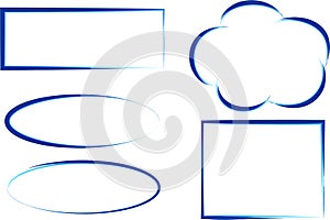 blue colored different pattern abstract frames irregular shapes set